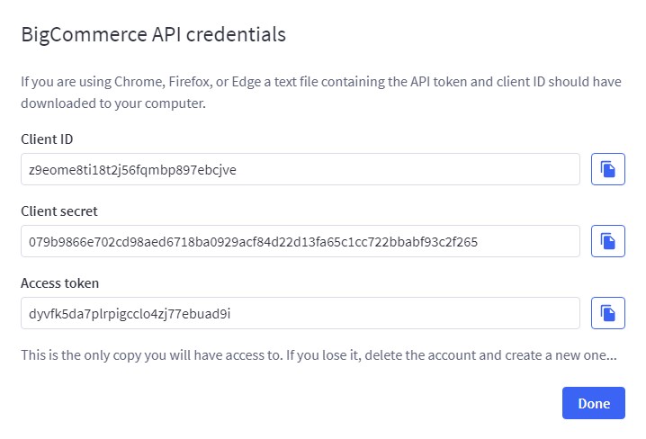 BigCommerce API Credentials