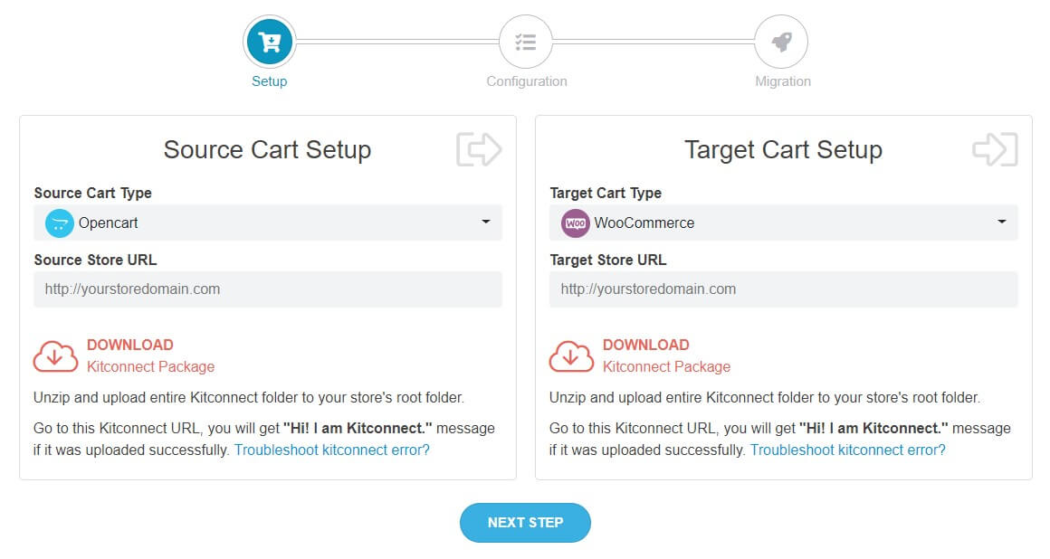 OpenCart to WooCommerce Migration - Setup