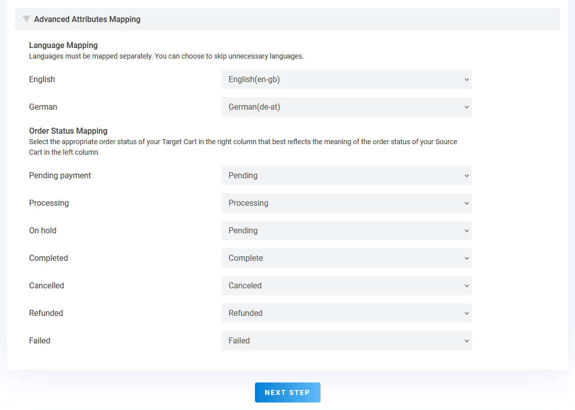 WooCommerce to OpenCart Migration - Order Status Mapping