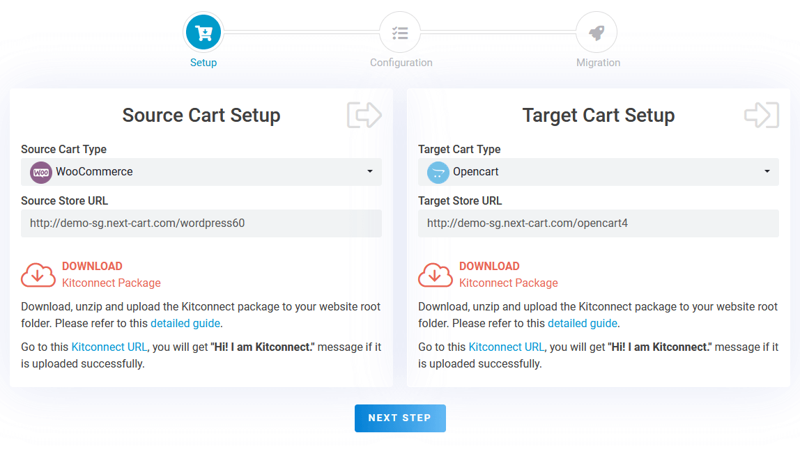 WooCommerce to OpenCart Migration - Setup