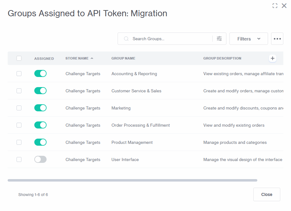 Miva Merchant API Token - Groups Assigned