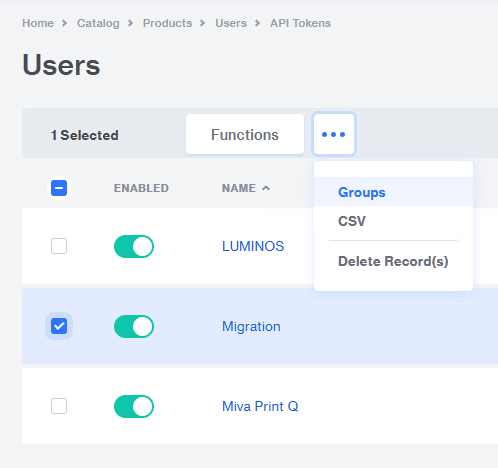 Miva Merchant API Token - Groups