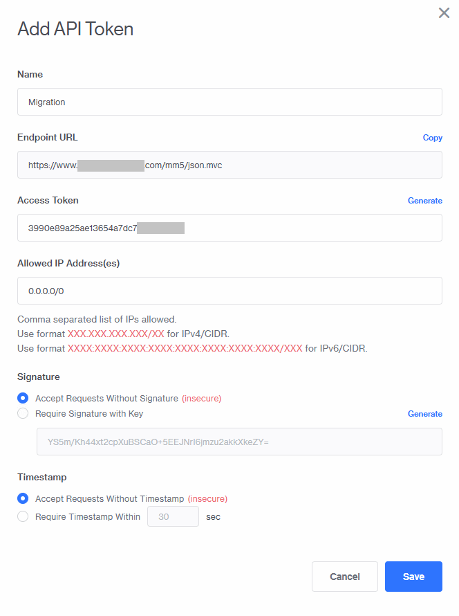 Miva Merchant API Token