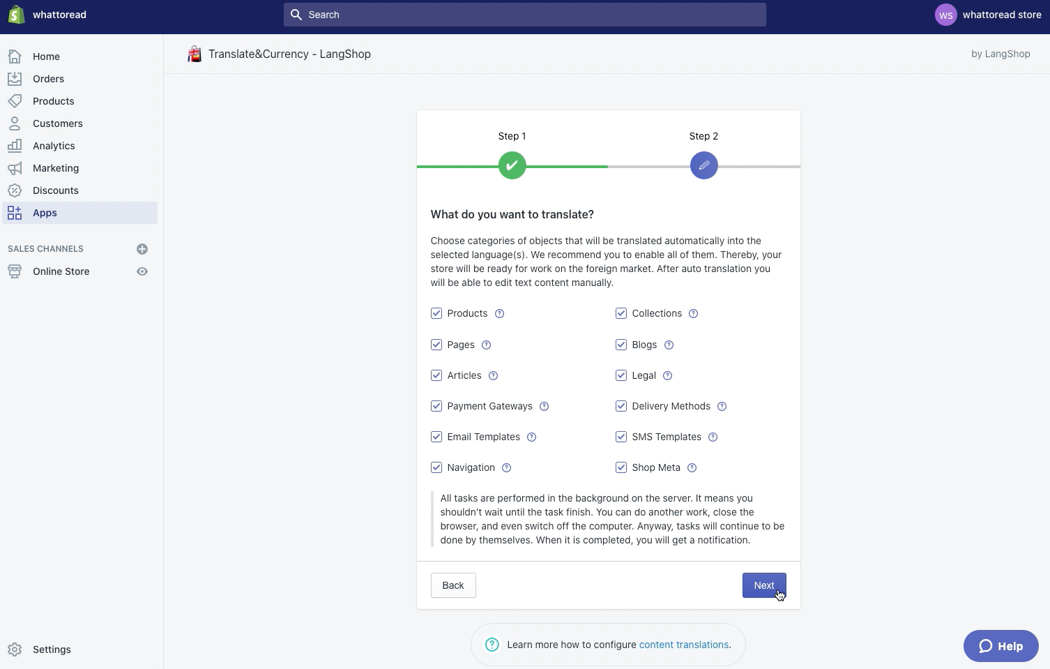 Translate a Shopify store - Step 2