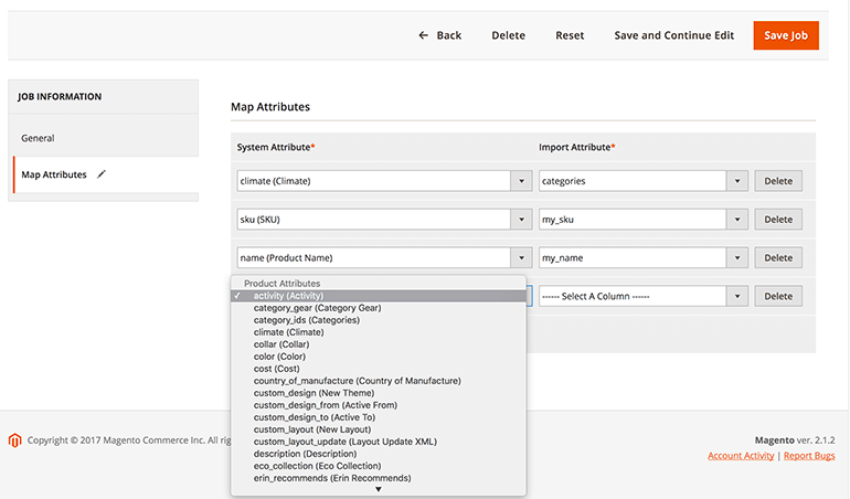 Review the Columns Map tab