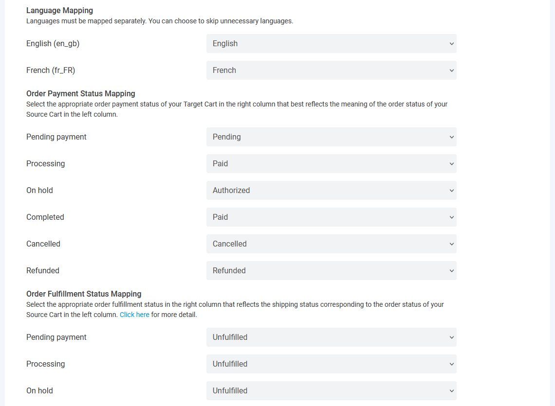 WooCommerce to Shopify - Order Status Map