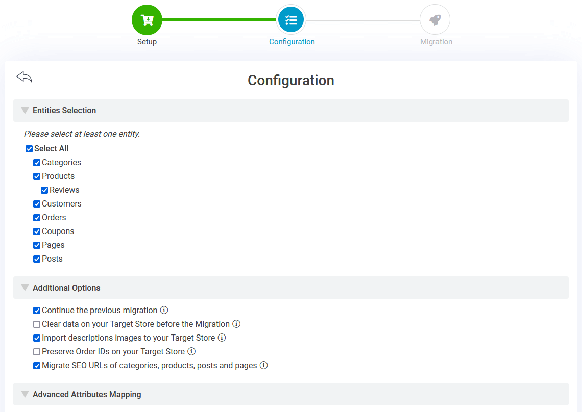 Lightspeed to Shopify - Configure Migration