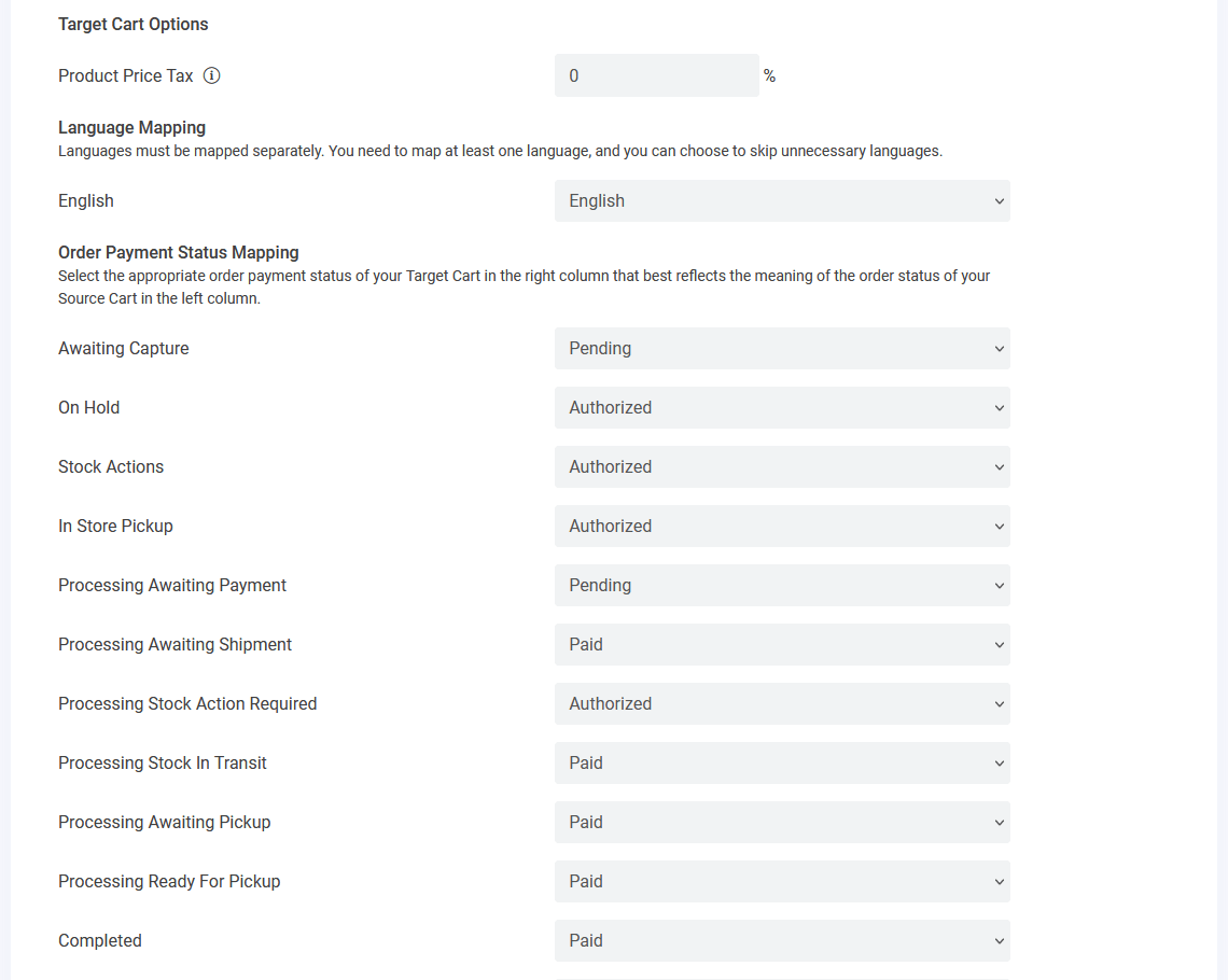 Lightspeed to Shopify - Language Mapping