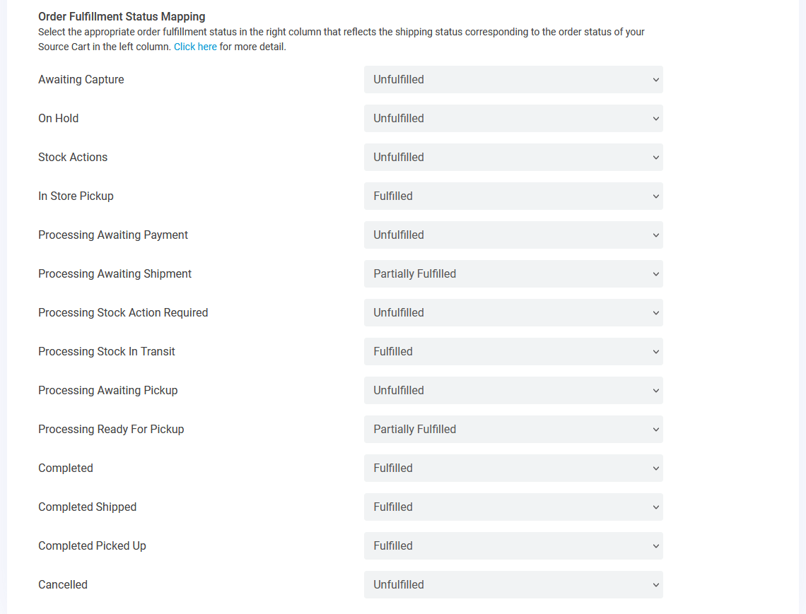 Lightspeed to Shopify - Order Status Mapping