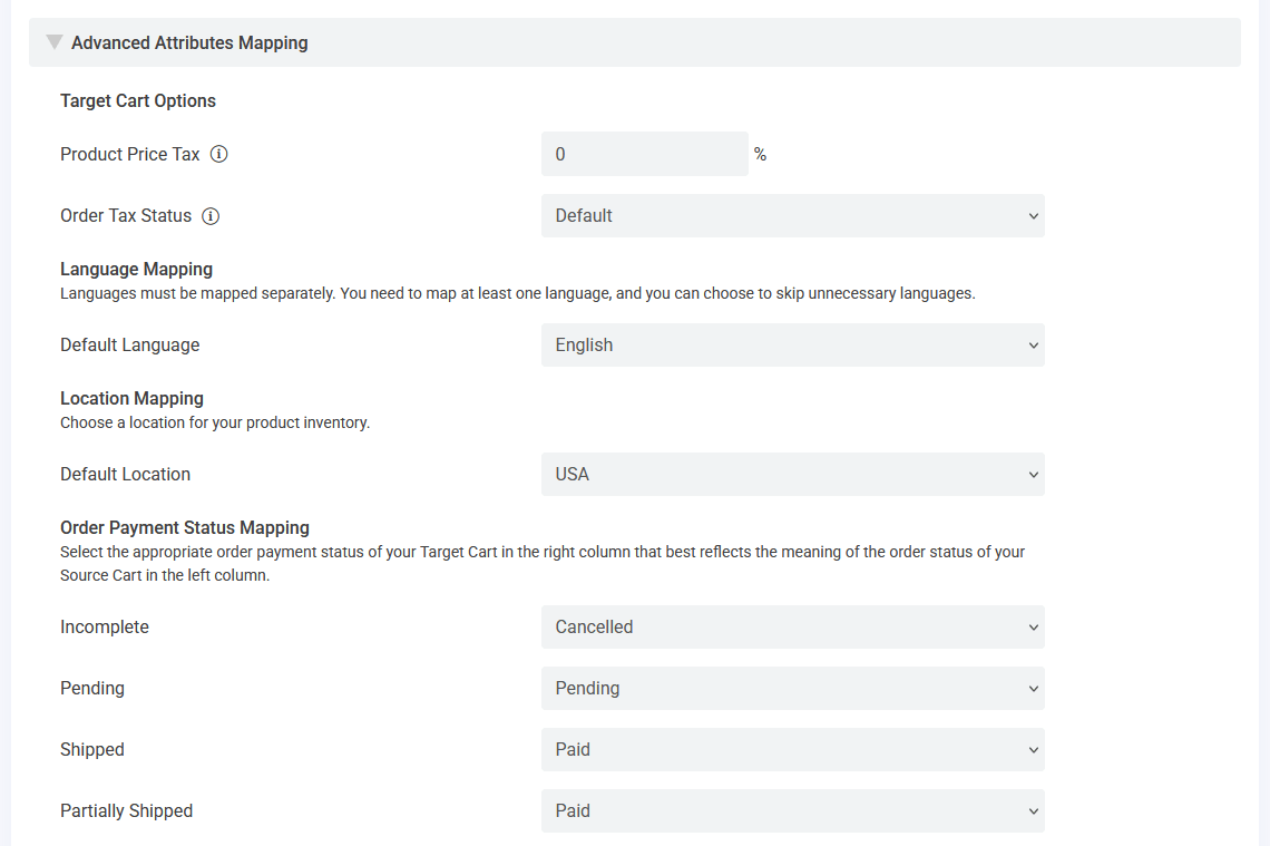 BigCommerce to Shopify - Attributes Mapping