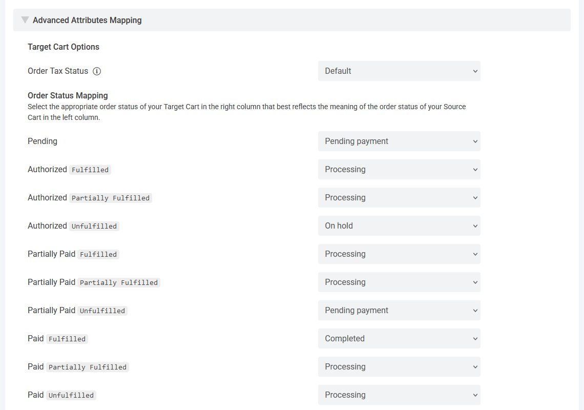 Shopify to WooCommerce - Attributes Mapping