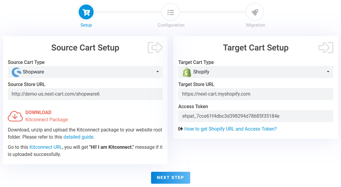 Shopware to Shopify - Setup Connection