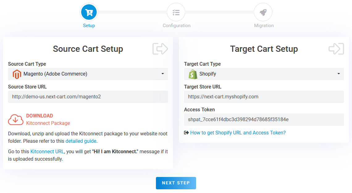 Magento to Shopify - Setup Connection