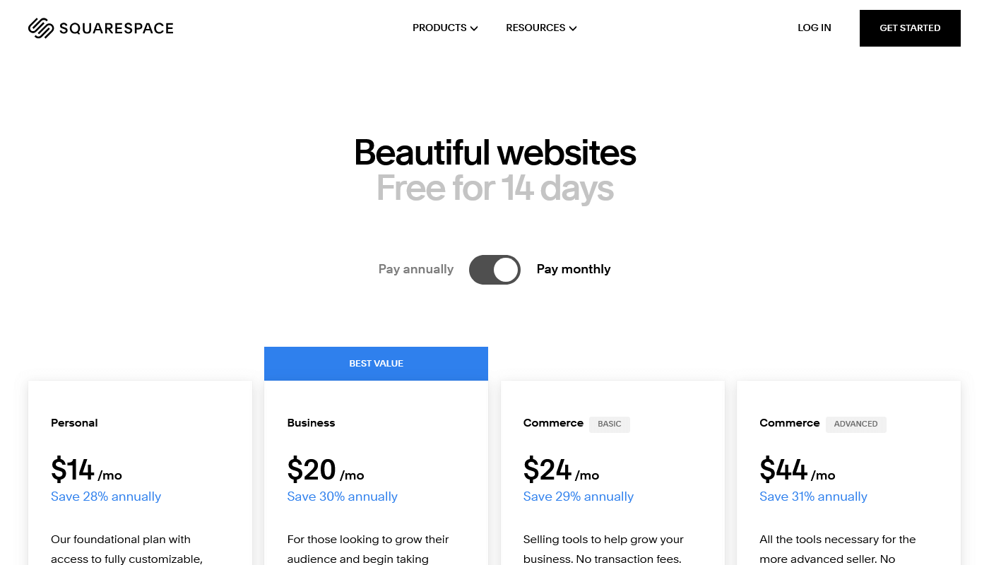 Squarespace Pricing