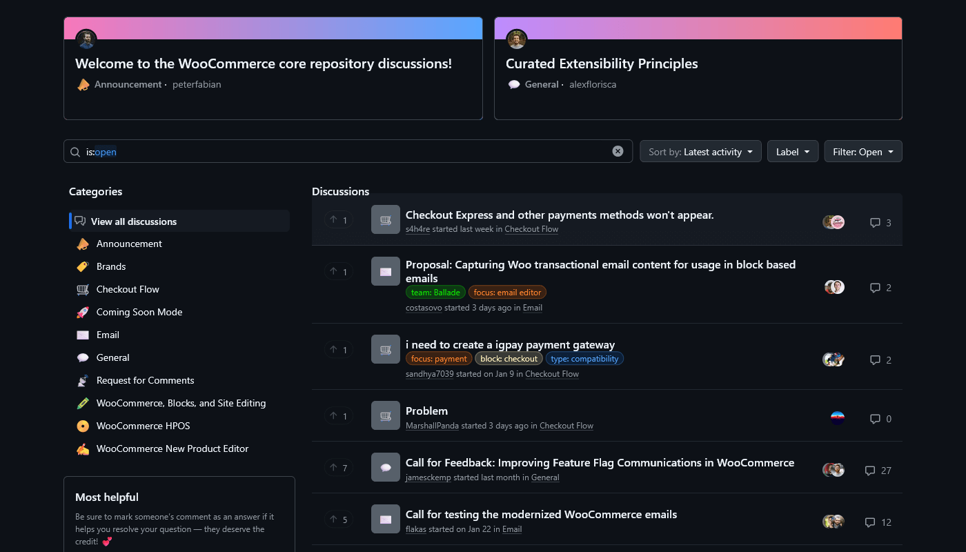 WooCommerce Community Discussions