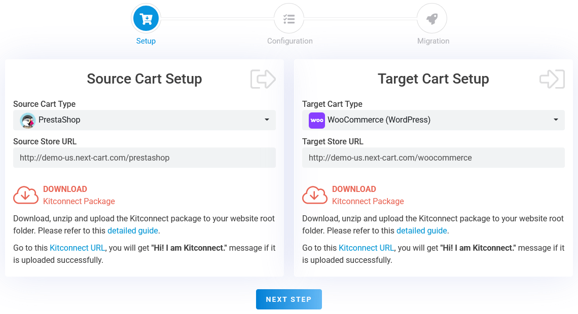 PrestaShop to WooCommerce - Setup Connection